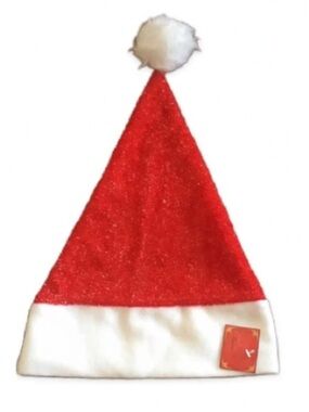 RAINEE Sparkly Santa Hat Red White Glitter Tinsel Unisex Christmas NWT